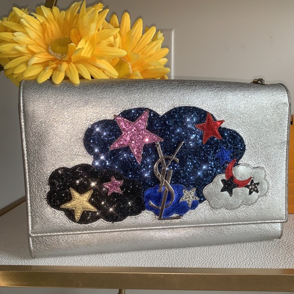 Saint Laurent Silver Kate Monogram Medium Cloud - Picture 4 of 8